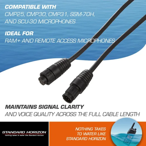Vista 3 de Standard Horizon Cable de extensión CT-100 de 23 pies para RAM+ o VH-310