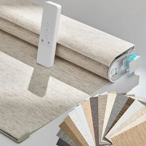 Vista 32 de Persianas motorizadas inteligentes Persilux con control remoto, sin necesidad de perforación, persianas enrollables automáticas para ventanas