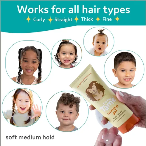 Vista 4 de T is for Tame Gel Domador – Gel de peinado para cabello de bebés niños y niñas para el control del encrespamiento y cabellos sueltos – Natural