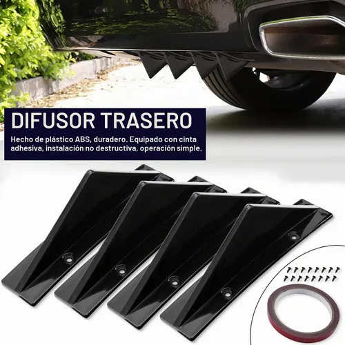 Vista 6 de JMTBNO Juego de 4 cubiertas universales de alerón de alerón de alerón de alerón de forma curvada para parachoques trasero, divisor de aleta de labio
