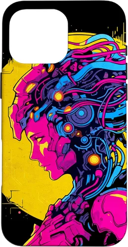 Vista 19 de Funda estilo anime futurista Cyberpunk para iPhone 16 Robot Woman