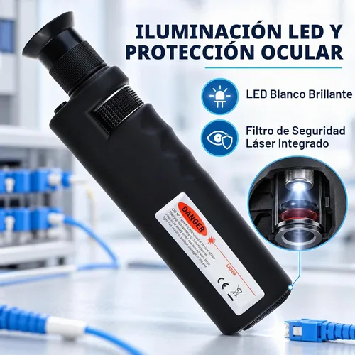 Vista 3 de 400x Herramienta de inspección de microscopio de fibra óptica de mano Microscopio portátil Herramientas de fibra óptica Microscopio de bolsillo