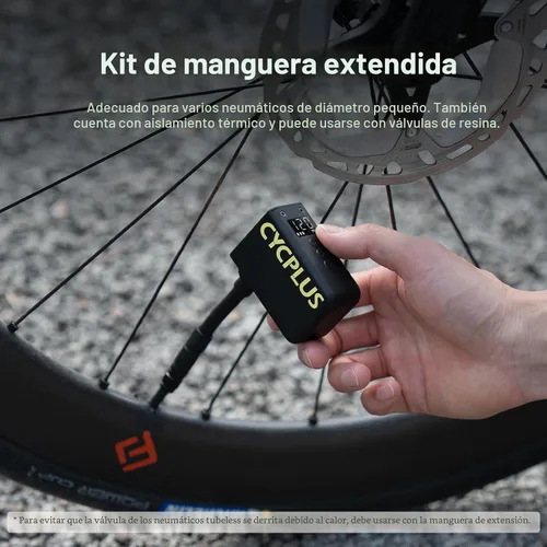 Vista 7 de CYCPLUS AS2 Bomba de Bicicleta Ultra Pequeña con Manómetro, Mini Bomba Eléctrica Máx 120 PSI, Parada Automática, con Válvula Presta y Schrader