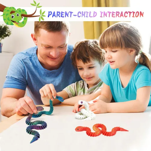 Vista 3 de uyrzwek 4 Piezas Juguetes de Serpiente Impresos en 3D de 12 pulgadas, Animales Impresos en 3D, Artículos Flexibles de Serpiente Impresos en 3D
