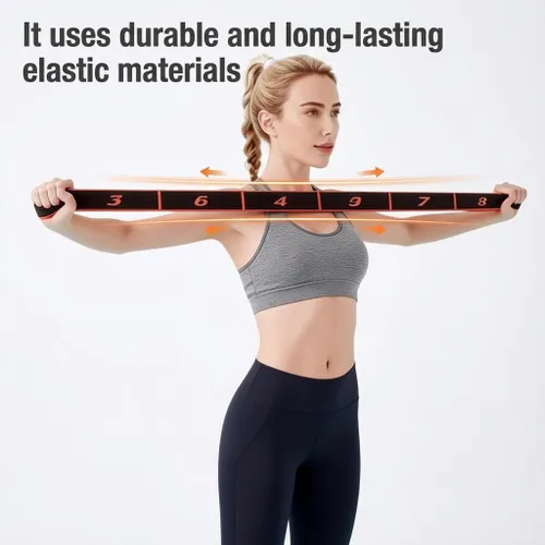Vista 5 de Fitness Resistance Band for Stretching and Yoga, 8-Section Elastic Training Bands with Handles, Numbered Resistance Bands, Fashionable Puller