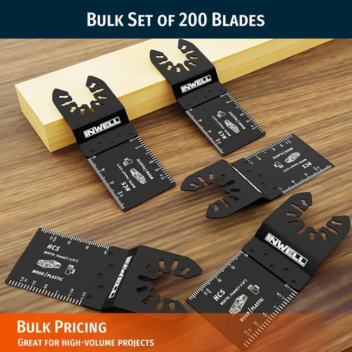Vista 7 de 200 hojas de sierra oscilantes, de acero de alto carbono, multiherramienta de liberación rápida para madera y plástico, compatibles con DeWalt