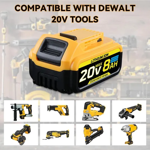 Vista 6 de 8.0Ah 18V Reemplazo para batería Dewalt 18V (20V Max) compatible con baterías Dewalt DCB200 DCB204 DCB206 DCB201 DCB203 DCB181 DCB180 2Pack