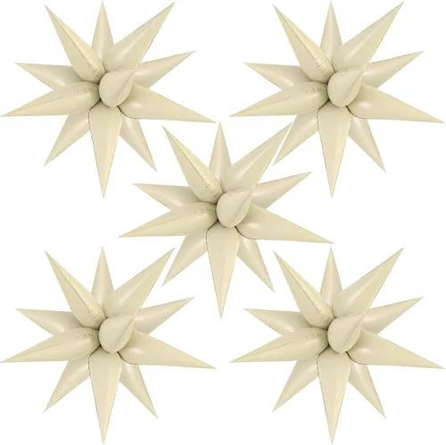 Vista 17 de 60 unidades de globos de estrella negros con explosión de 12 puntas de papel de aluminio con forma de cono mágico grande para decoración de fondo