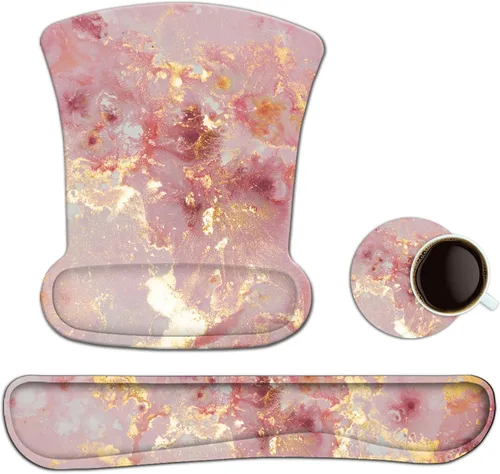 Vista 12 de AIMSA Reposamuñecas ergonómico para teclado y alfombrilla para mouse con soporte de muñeca, bonito juego de alfombrillas de espuma viscoelástica