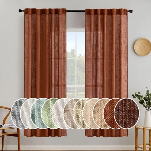 Vista 119 de MIULEE - Cortinas semitraslúcidas suaves y gruesas con textura de lino para cocina y ventana de baño, con trabilla trasera y bolsillo para Blanco