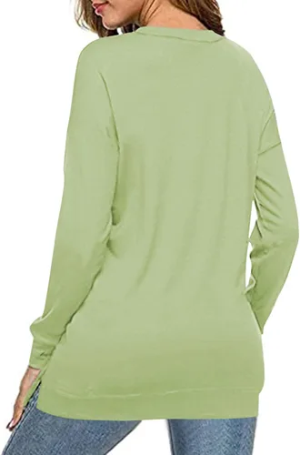 Vista 3 de Dokotoo Sudadera casual con cuello redondo para mujer, holgada, suave, de manga larga, tops tipo pullover