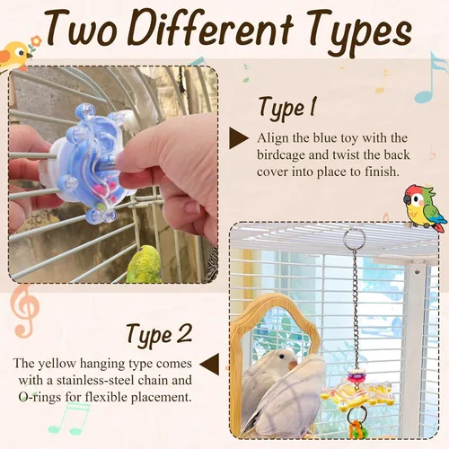 Vista 5 de 2 piezas de juguetes para pájaros para loros, juguetes masticables