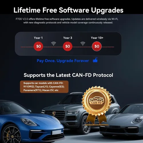 Vista 3 de iCarsoft - P700 V2.0 - Escáner de diagnóstico automático para Porsche con diagnóstico del motor/transmisión/ABS/Airbag, lector de código OBD2