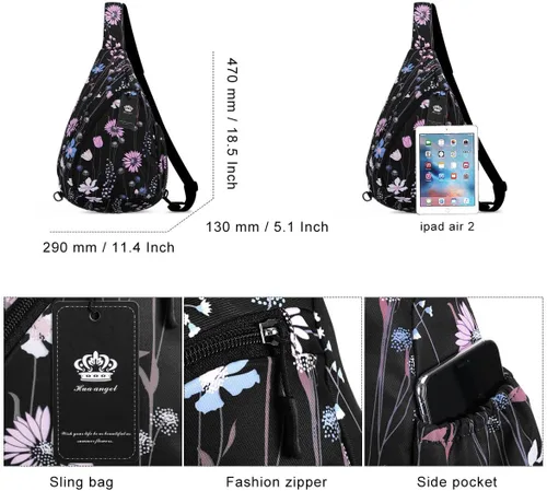 Vista 3 de HUA ANGEL Bolso bandolera, bolso cruzado de moda para el pecho, mochila de viaje, senderismo, gimnasio, mochila casual