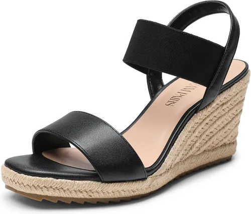 Vista 8 de DREAM PAIRS Sandalias de verano con plataforma de cuña para mujer Negro