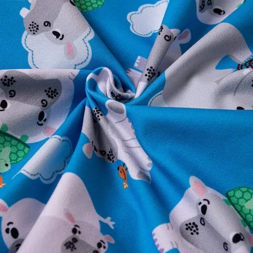 Vista 6 de LovinPet Ropa grande para perros – Pijama acogedor para perro, ajuste delgado, pijama ligero con cobertura completa – Happy Hippo Blue Prints Cuello