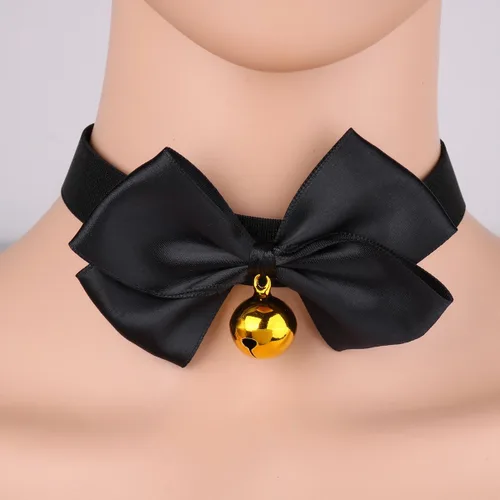 Vista 6 de ACSUSS Collar con lazo para adultos con campanilla y gato Cosplay