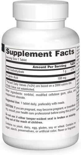 Vista 3 de Source Naturals Ácido R-lipoico 100 mg, 30 tabletas