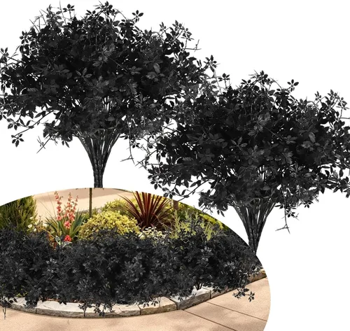 Vista 27 de RECUTMS Flores falsas negras otoño al aire libre vegetación decoración de Negro