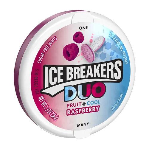 Vista 3 de ICE BREAKERS Duo Fruit Plus - Latas de mentas frescas sin azúcar de frambuesa (8 unidades) y Ice Breakers Wintergreen - Latas de mentas sin azúcar