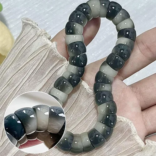 Vista 5 de Mudi - Pulsera para mujer con cuentas de semillas Bodhi naturales, pulsera elástica Zen Fidget alivia la ansiedad y el estrés