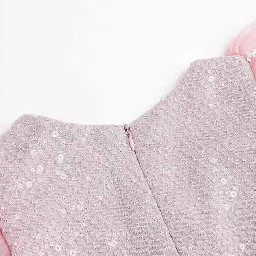 Vista 4 de JerrisApparel Vestido de princesa para niñas, disfraz de princesa de manga abombada con accesorios Rosa
