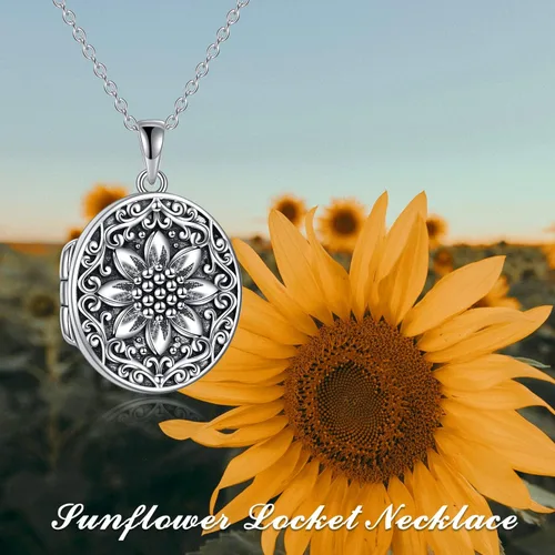 Vista 5 de Collar de plata de ley con medallón de fotos que sostiene fotos, forma ovalada, joyería de fotos para madre, hija, esposa, Plata esterlina