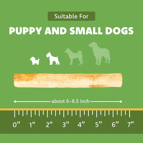 Vista 2 de MON2SUN Rollos de rawhide para perro con forma de Twist Sticks de 6.5 pulgadas, golosinas masticables sabor pollo, 18 unidades para cachorros