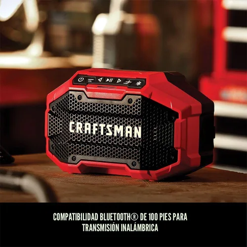 Vista 5 de CRAFTSMAN V20 Altavoz Bluetooth Portátil Inalámbrico, Solo Herramienta (CMCR001B), Rojo