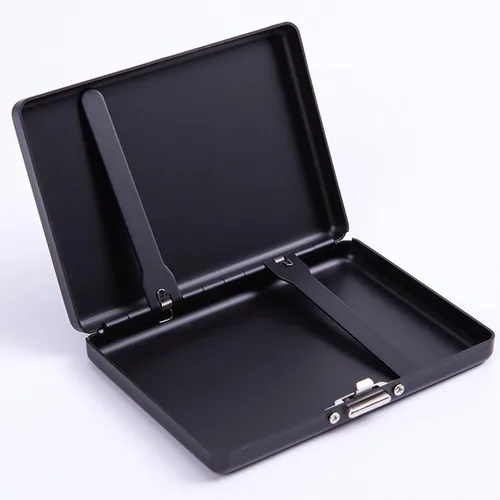Vista 4 de 2 cajas de cigarrillos, capacidad para 20 palos, caja de cigarrillos de metal, soporte portátil a prueba de aplastamiento, carteras para tarjetas