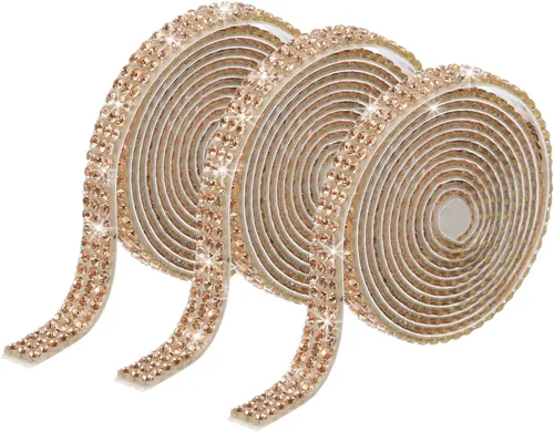 Vista 34 de MECCANIXITY 3 rollos de cinta de diamantes de imitación autoadhesiva de 3 yardas y 0.315 in para proyectos de artes y manualidades, pasteles de Beige