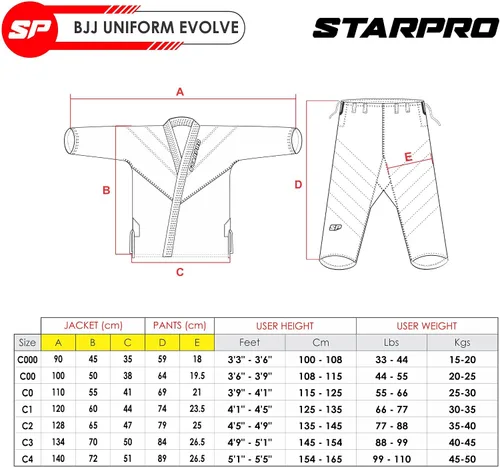 Vista 2 de Starpro Evolve Kids Preshrunk Jiu Jitsu Gi, BJJ Gi Men Many Sizes & Colors Junior BJJ Gi, Brazilian Jiu Jitsu Gi