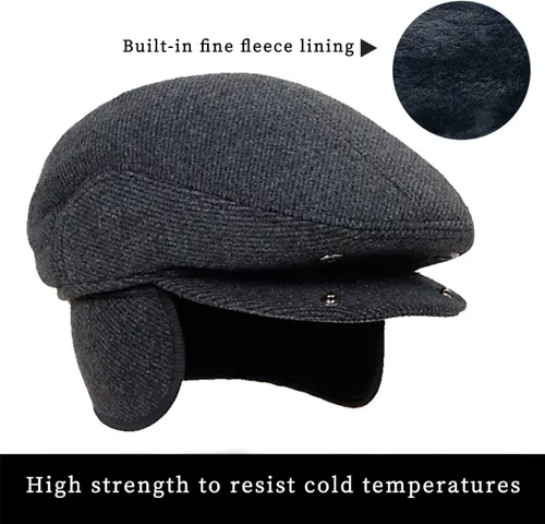 Vista 3 de Sombrero de invierno para hombre, boina plana Newsboy Gatsby