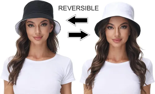 Vista 2 de Sombrero de pescador reversible para mujer, gorra de playa de verano para exteriores