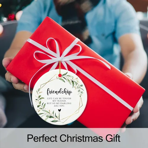 Vista 7 de Adornos de amistad 2025, adornos de amigas para mujeres, regalos de amistad para mujeres, adorno de Navidad de cerámica de 2.9 pulgadas 2025