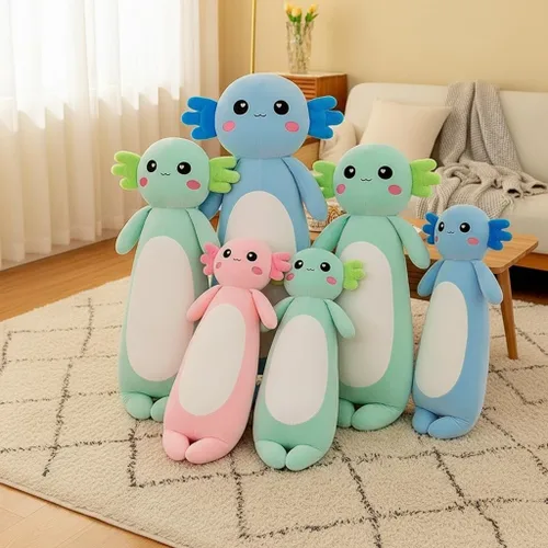 Vista 8 de Kekeso Animal de Peluche Ajolote Largo Almohada de Peluche de Salamandra, Suave Juguete de Peluche de Ajolote para Niños y Niñas, Regalos para Azul