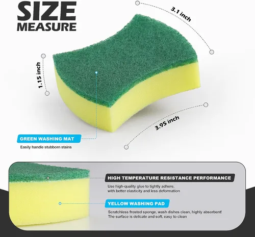 Vista 2 de Esponjas de limpieza de cocina,Paquete de 24 Eco Anti-Scratch para platos,Esponjas para fregar