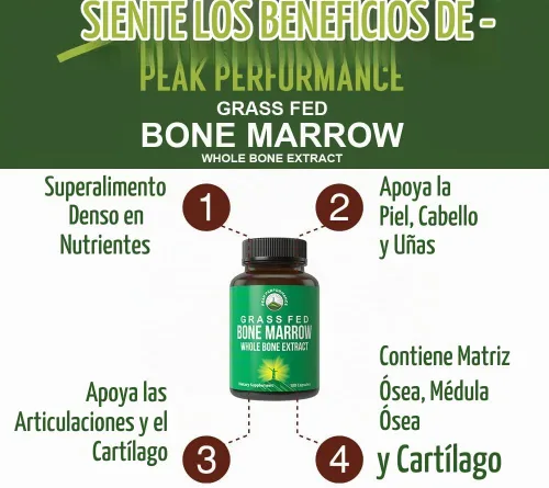 Vista 2 de Peak Performance Suplemento de extracto entero de médula ósea alimentada con hierba 180 cápsulas
