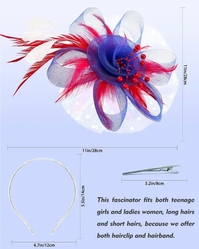 Vista 8 de Bniksok Sombrero de tocados para mujer, diadema de fiesta de té, flor