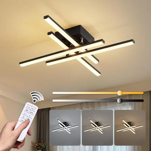 Vista 17 de ORANOOR - Lámpara de techo LED moderna, lámpara de techo de montaje empotrado regulable de 15.7 pulgadas en forma de cuadrado negro con control