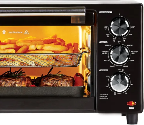 Vista 6 de PowerXL Air Fryer Grill Plus 8 en 1 asado, horneado, parrilla eléctrica para interiores (paquete de accesorios de 5 piezas), color negro
