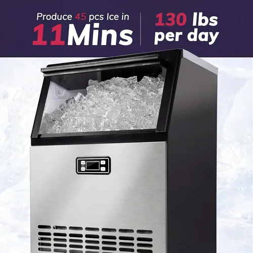 Vista 2 de ICYGLEE Máquina comercial para hacer hielo, máquina de hielo independiente