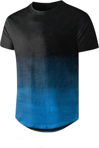 Vista 3 de Camisas de manga corta para hombre, camiseta degradada de manga corta para hombre, estilo casual, moda urbana, cuello redondo, camiseta para hombre