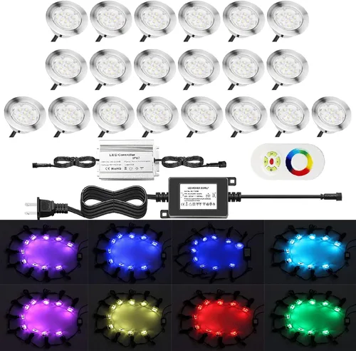 Vista 12 de B108 Luces LED de cubierta para jardín patio escaleras (RGB, 6 piezas)