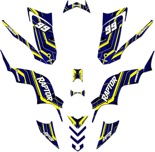 Vista 9 de Kit de gráficos para Yamaha Raptor 90 Electron Series Azul 16 Mil-ATV UTV Dirt Bike Adhesivos, Quad Dirtbike Racing Calcomanía Automotriz Motocross
