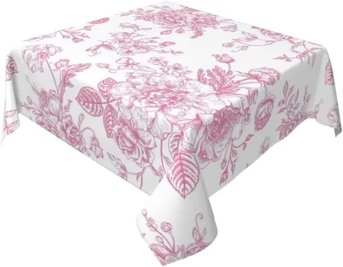 Vista 37 de BETGINY - Mantel cuadrado floral azul de 54 x 54 pulgadas, mantel decorativo de estilo chinoiserie con flores, tela rústica lavable para granja