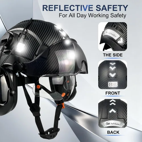 Vista 7 de Casco de seguridad SAFEBUILDER con visera, orejeras Bluetooth SNR 26dB, sombrero duro con viseras, orejeras montadas, sombreros duros ventilados