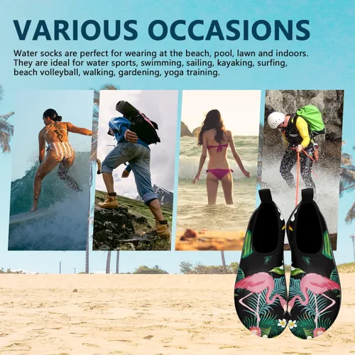 Vista 4 de Valennia Zapatos de agua descalzos de secado rápido, calcetines de yoga para playa, natación, surf, ejercicio para mujeres y hombres