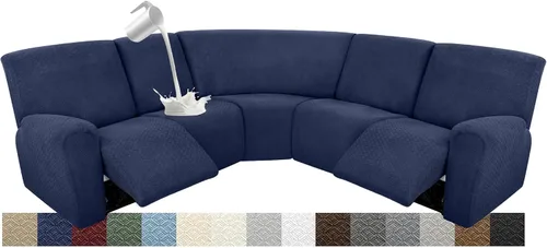Vista 98 de Fundas para sofá modular reclinable, impermeable, en forma de L, lavable, para sofá reclinable en forma de L, súper elásticas, suaves, para esquinas