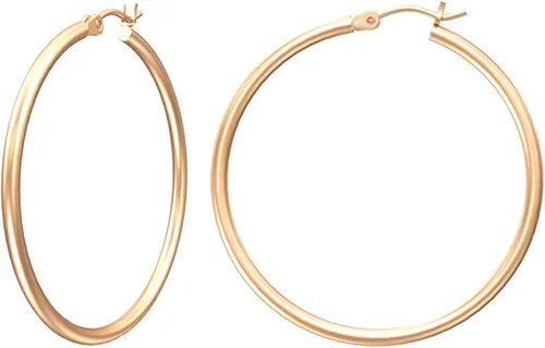 Vista 36 de Aretes de aro de oro para mujer chapados en oro real de 14 quilates con poste de plata de ley 925 Dorado